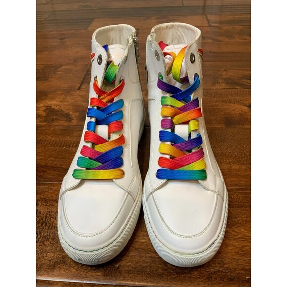 Zadig & Voltaire High Flash Pride High Top White Leather Sneakers Size 41 | 11 - Picture 3 of 9